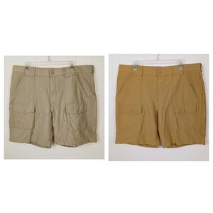 Woolrich Mens Cargo Shorts 40 Khaki Wheat Flat Front Pockets Hiking LGWT - 2 PCS